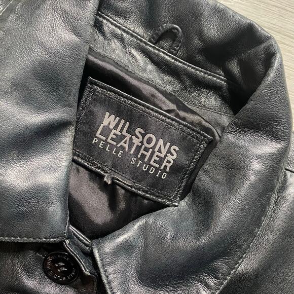 Vintage Wilson’s Leather Nora Womens Large Black Leather Mid Length Jacket Coat - Picture 4 of 9